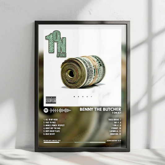 Benny The Butcher "1 on a 1" Album Cover Poster - with Complete Tracklist