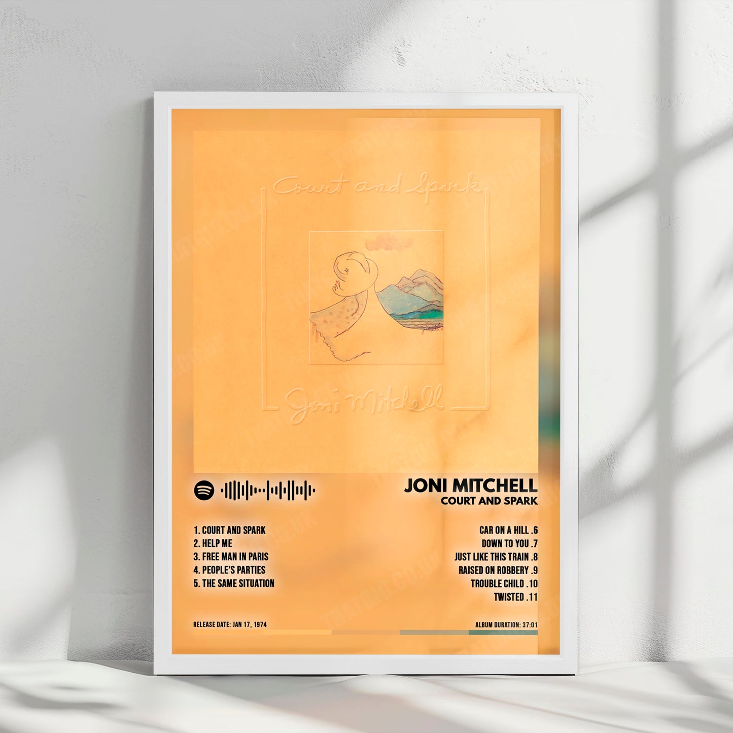 Joni Mitchell "Court and Spark" Album Cover Poster - with Complete Tracklist