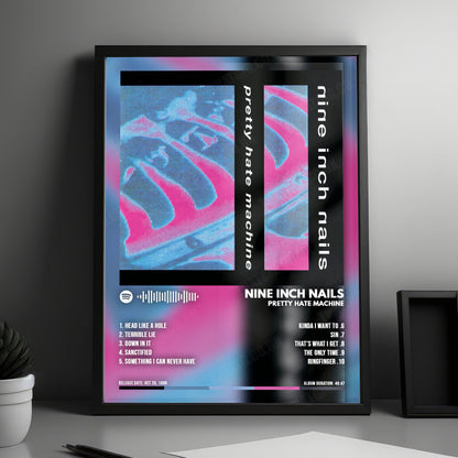 Nine Inch Nails "Pretty Hate Machine" Album Cover Poster - with Complete Tracklist