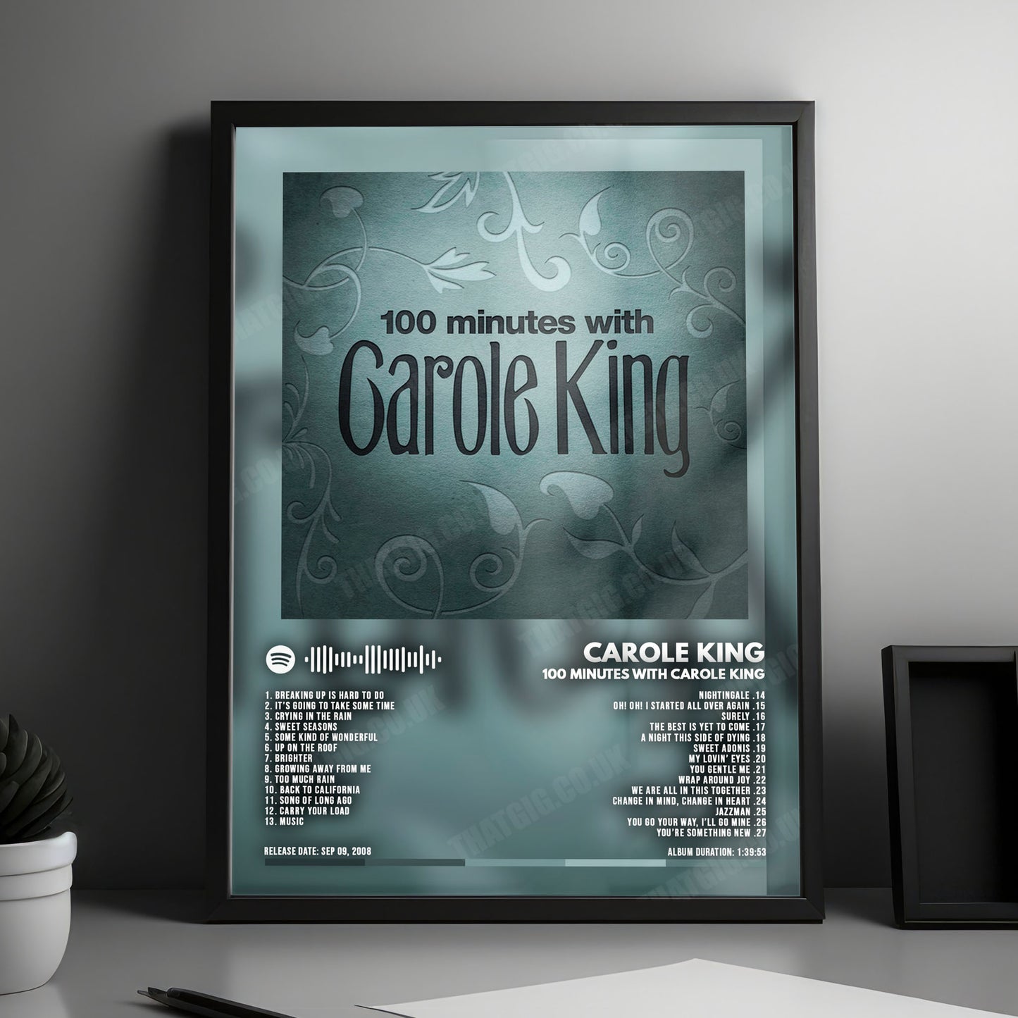 Carole King "100 Minutes With Carole King" Album Cover Poster - with Complete Tracklist
