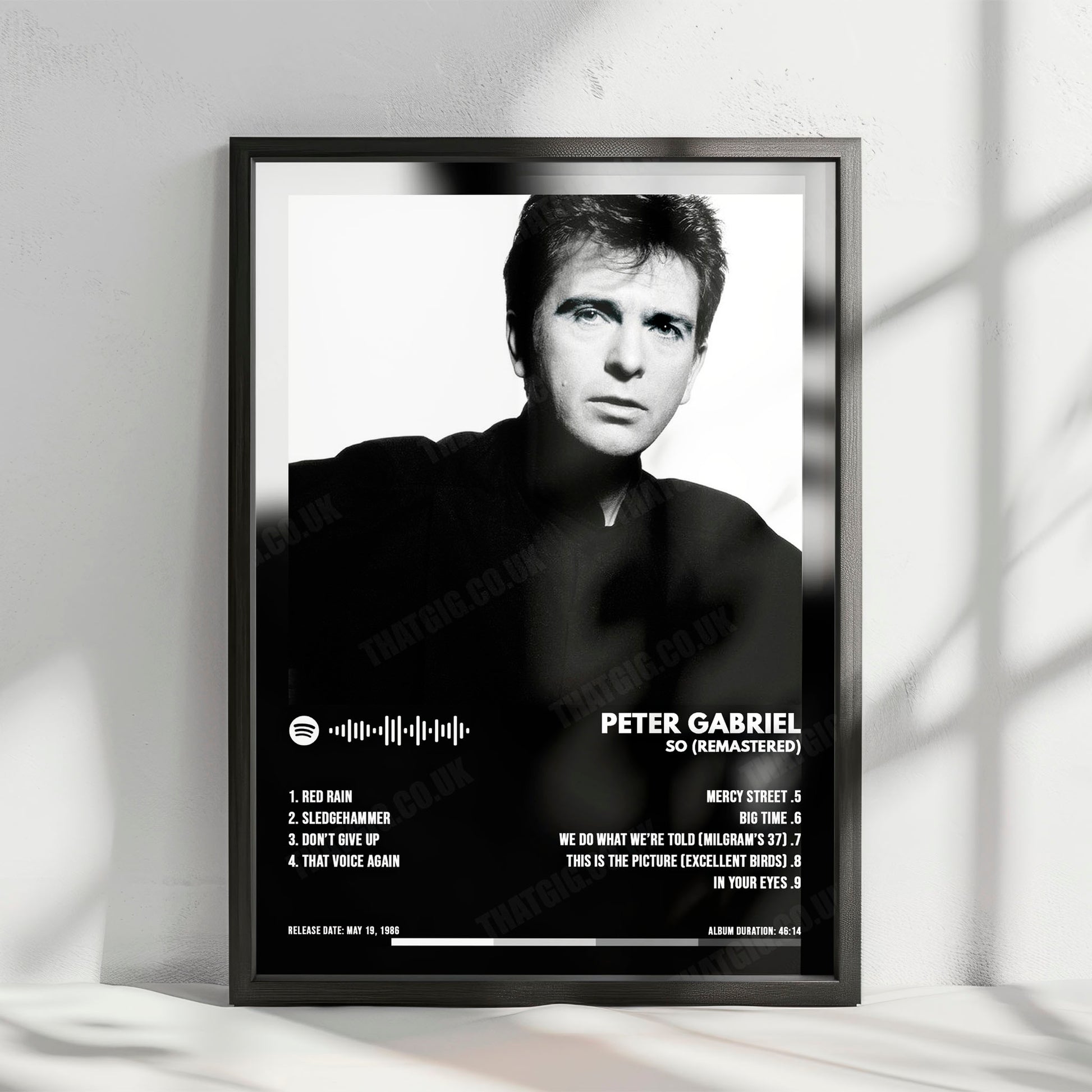 Peter Gabriel "So " Album Cover Poster - with Complete Tracklist