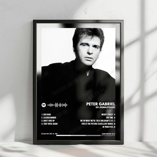 Peter Gabriel "So " Album Cover Poster - with Complete Tracklist