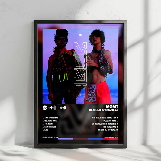 MGMT "Oracular Spectacular" Album Cover Poster - with Complete Tracklist