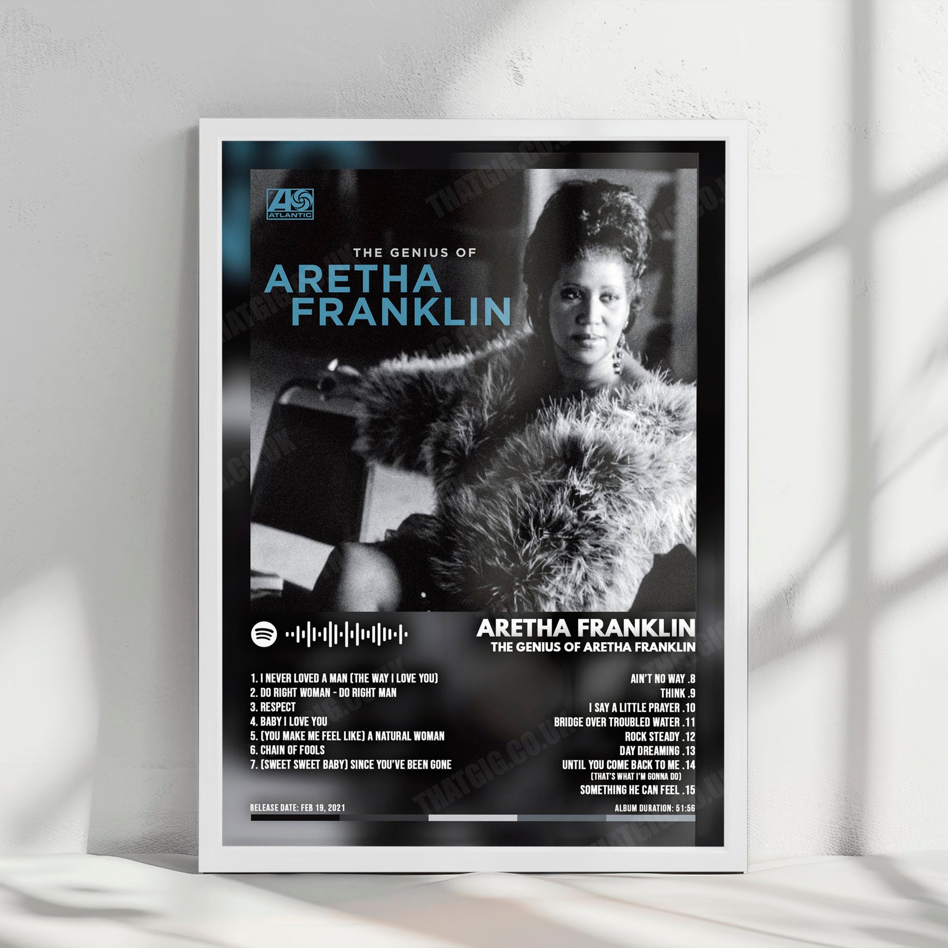 Aretha Franklin "The Genius of Aretha Franklin" Album Cover Poster - with Complete Tracklist