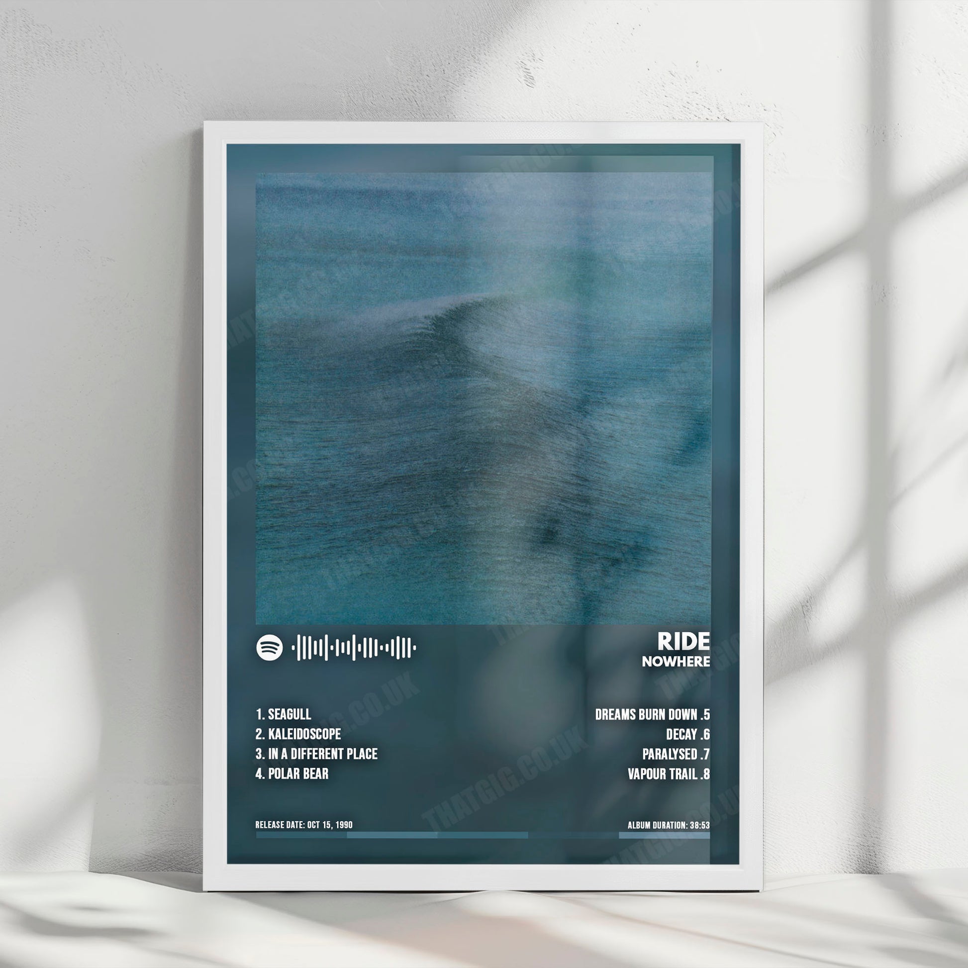 Ride "Nowhere" Album Cover Poster - with Complete Tracklist