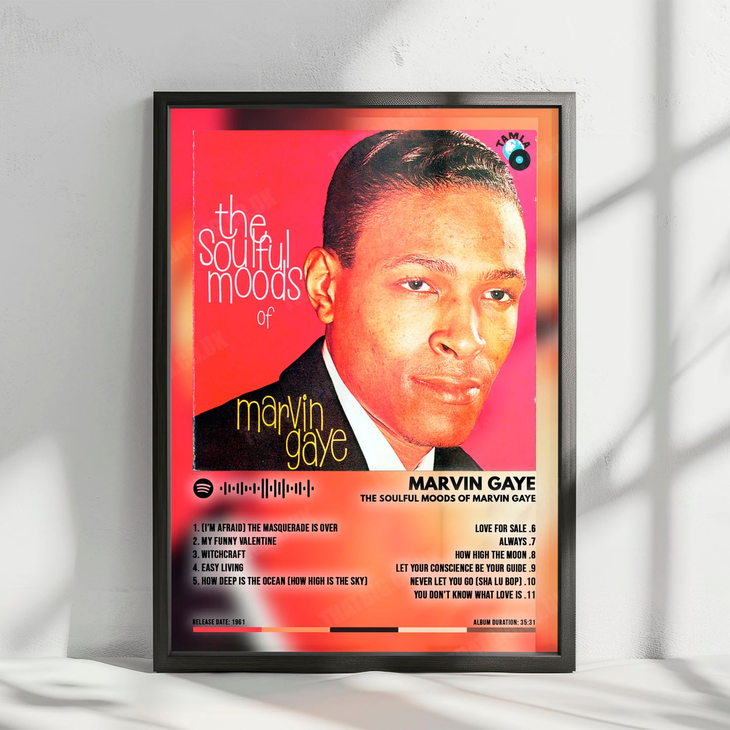 Marvin Gaye "The Soulful Moods Of Marvin Gaye" Album Cover Poster - with Complete Tracklist