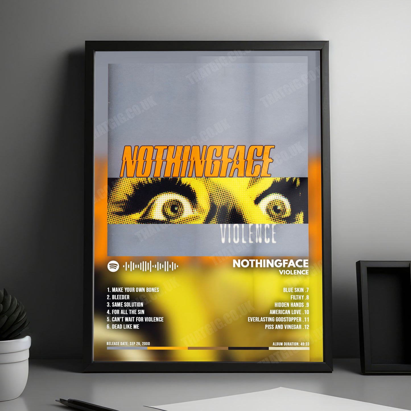 Nothingface "Violence" Album Cover Poster - with Complete Tracklist