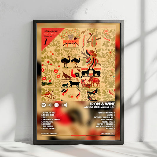 Iron & Wine "Archive Series Volume No. 1" Album Cover Poster - with Complete Tracklist