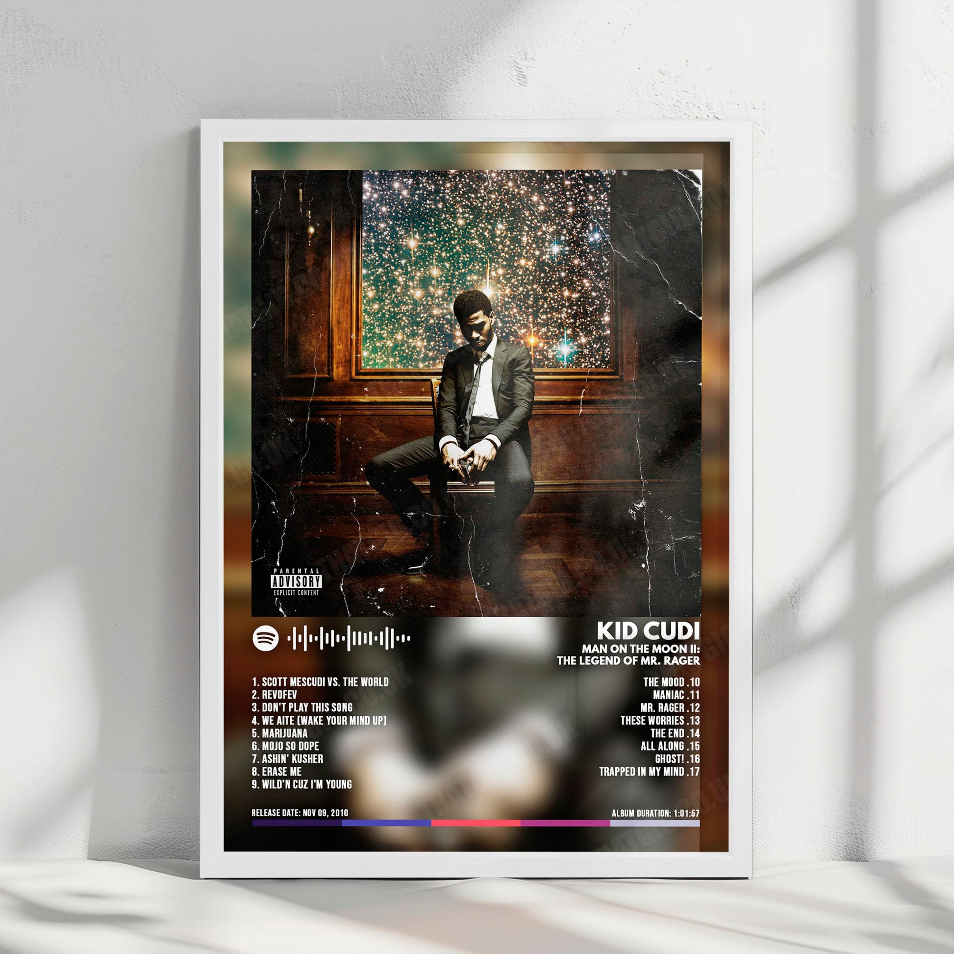 Kid Cudi "Man on the Moon II" Album Cover Poster - with Complete Tracklist