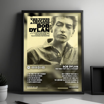 Bob Dylan "The Times They Are A-Changin'" Album Cover Poster - with Complete Tracklist