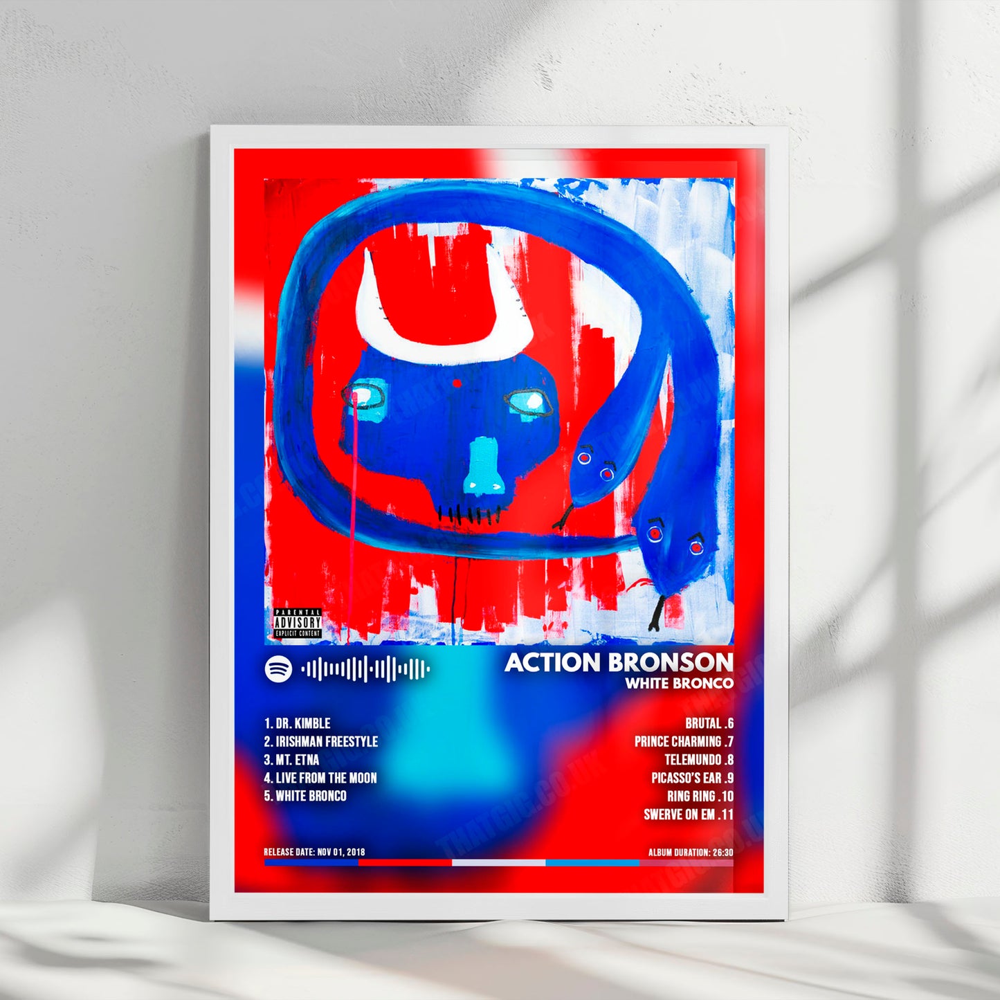 Action Bronson "White Bronco" Album Cover Poster - with Complete Tracklist