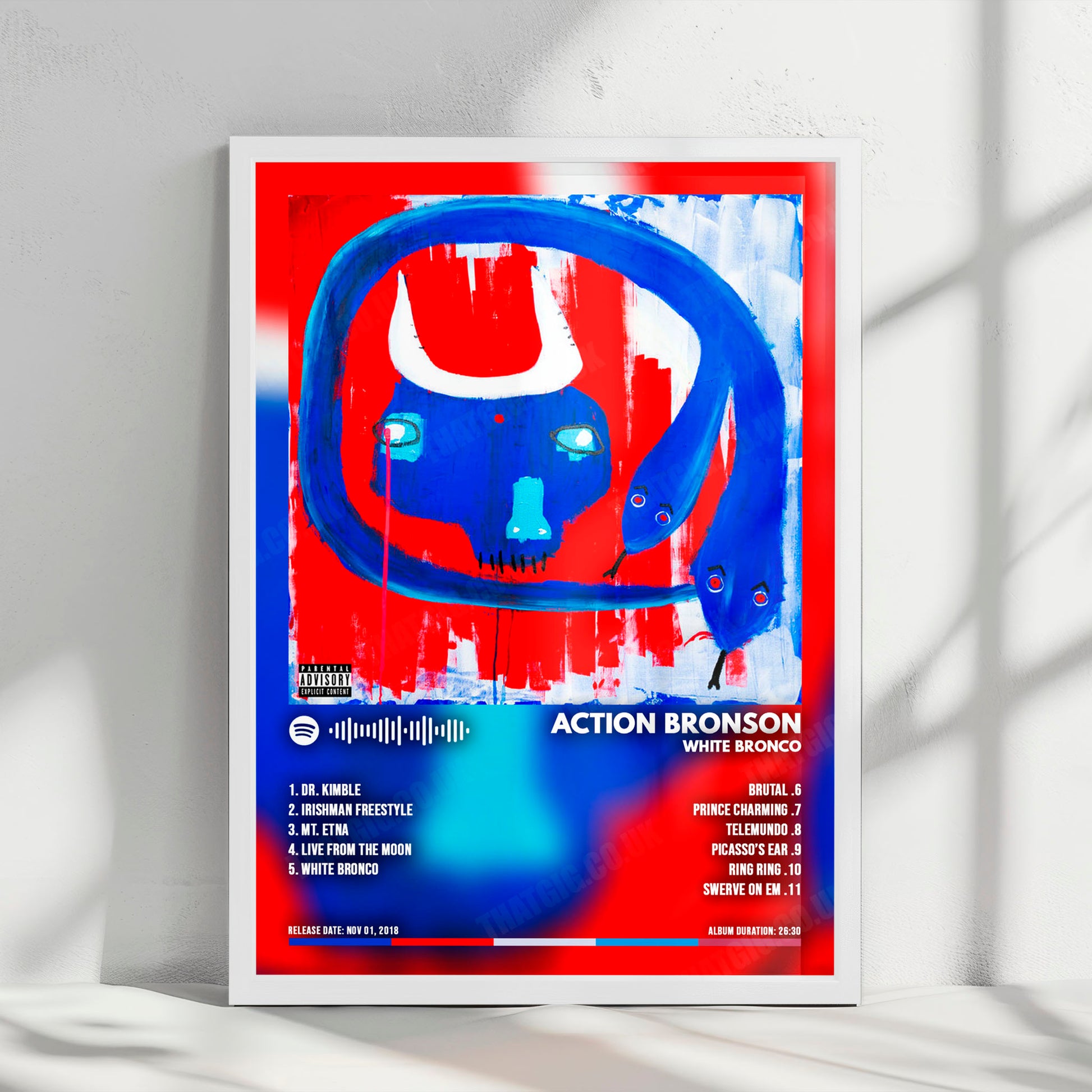 Action Bronson "White Bronco" Album Cover Poster - with Complete Tracklist