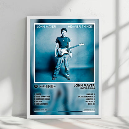 John Mayer "Heavier Things" Album Cover Poster - with Complete Tracklist