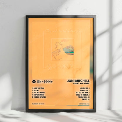 Joni Mitchell "Court and Spark" Album Cover Poster - with Complete Tracklist