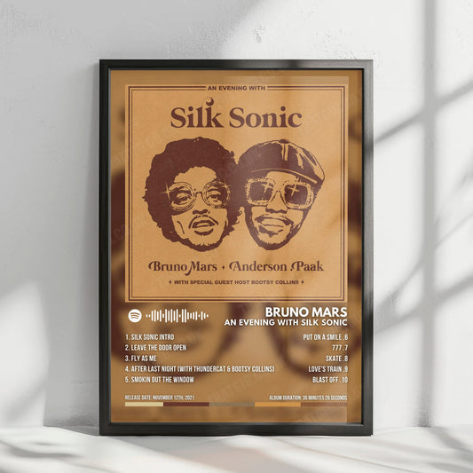 Silk Sonic "An Evening With Silk Sonic" Album Cover Poster - with Complete Tracklist