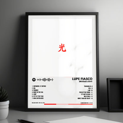 Lupe Fiasco "DROGAS Light" Album Cover Poster - with Complete Tracklist