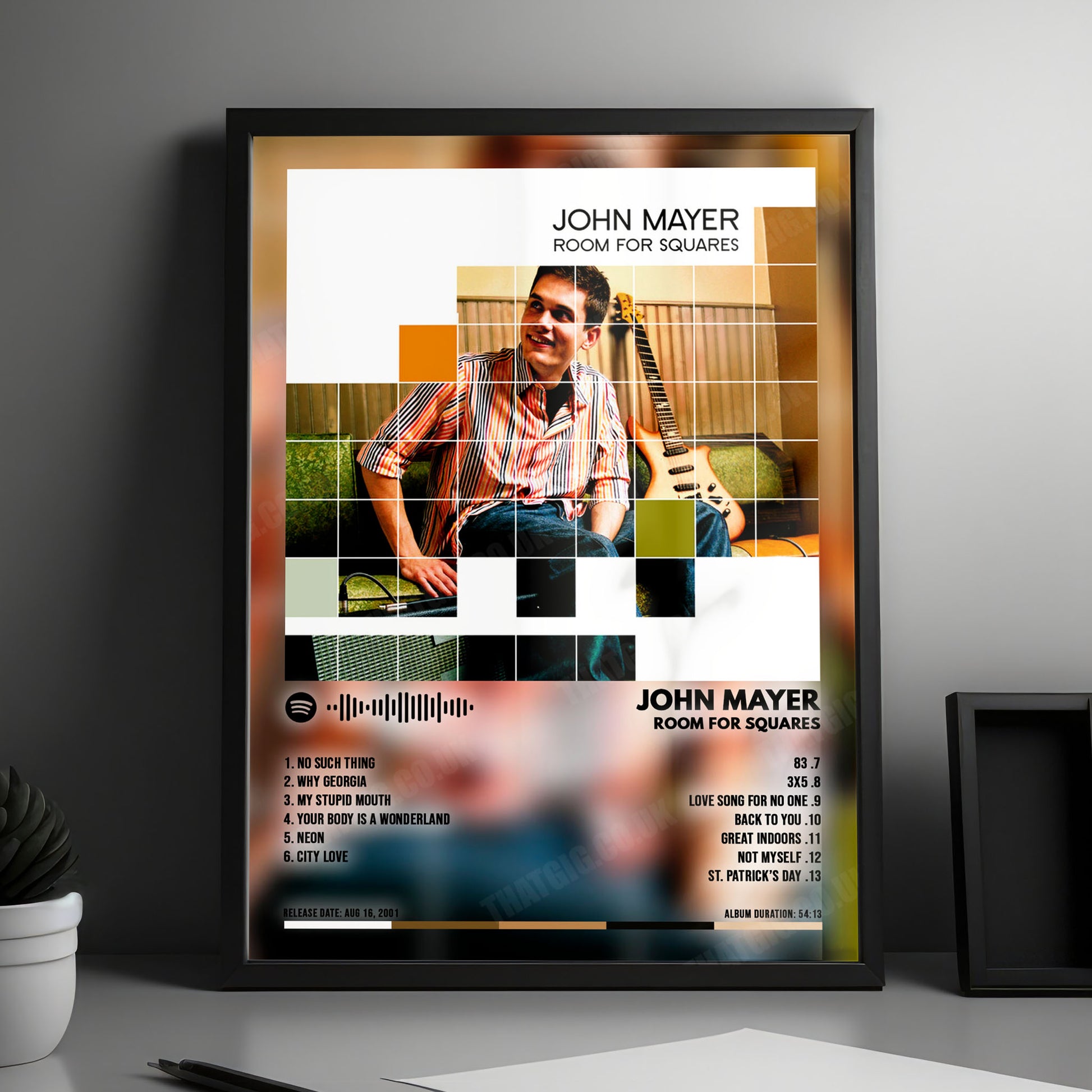 John Mayer "Room For Squares" Album Cover Poster - with Complete Tracklist