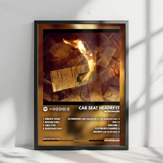 Car Seat Headrest "Headrest Monomania" Album Cover Poster - with Complete Tracklist