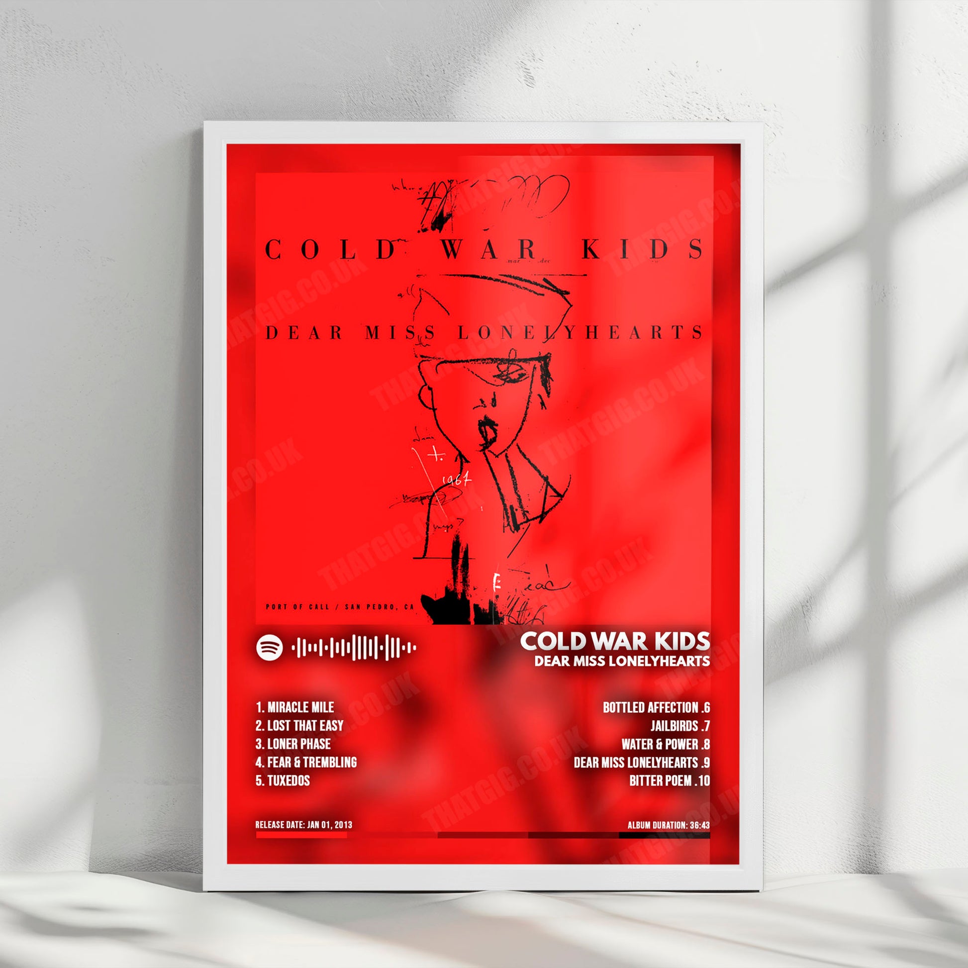 Cold War Kids "Dear Miss Lonelyhearts" Album Cover Poster - with Complete Tracklist