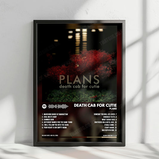 Death Cab for Cutie "Plans" Album Cover Poster - with Complete Tracklist