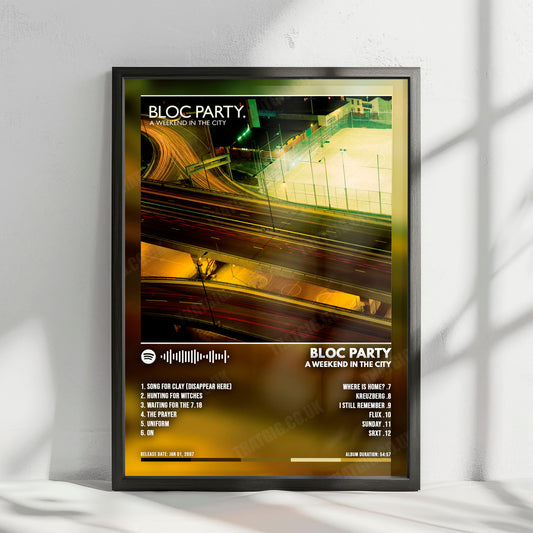 Bloc Party "A Weekend In the City" Album Cover Poster - with Complete Tracklist