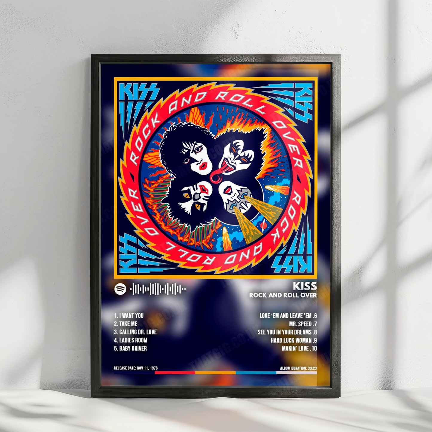 KISS "Rock And Roll Over" Album Cover Poster - with Complete Tracklist