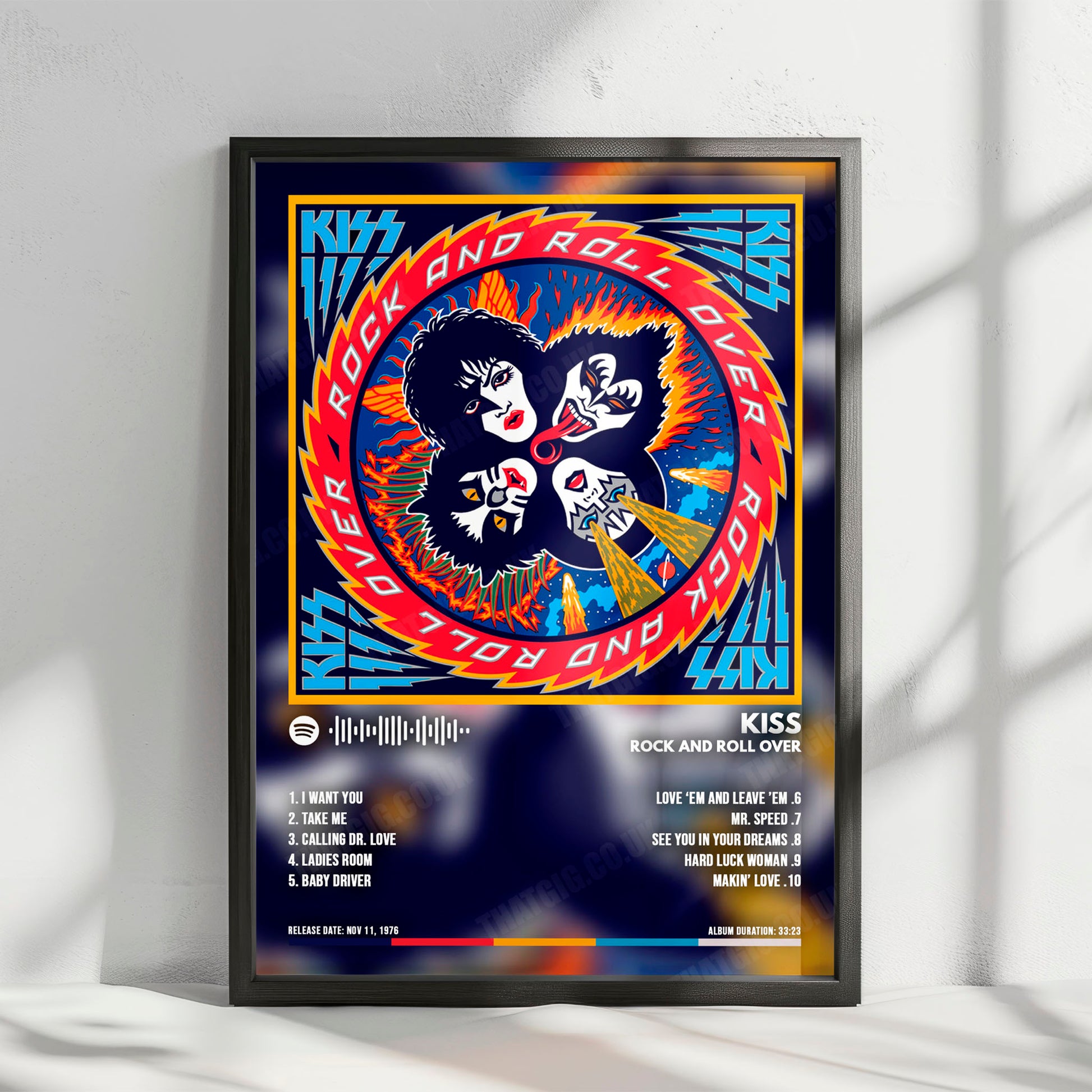 KISS "Rock And Roll Over" Album Cover Poster - with Complete Tracklist