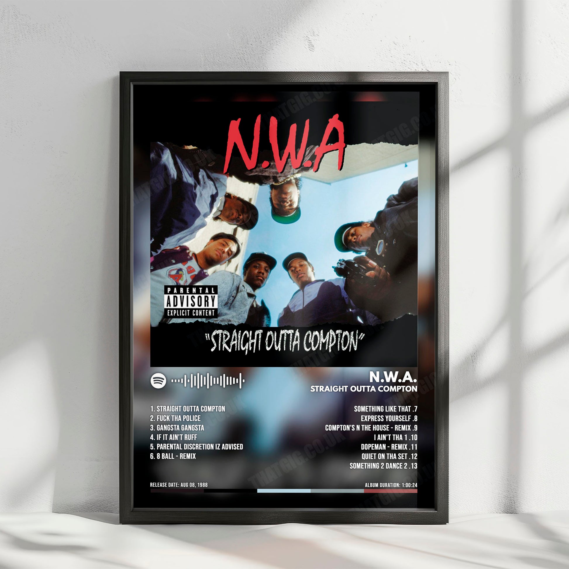 N.W.A "Straight Outta Compton" Album Cover Poster - with Complete Tracklist