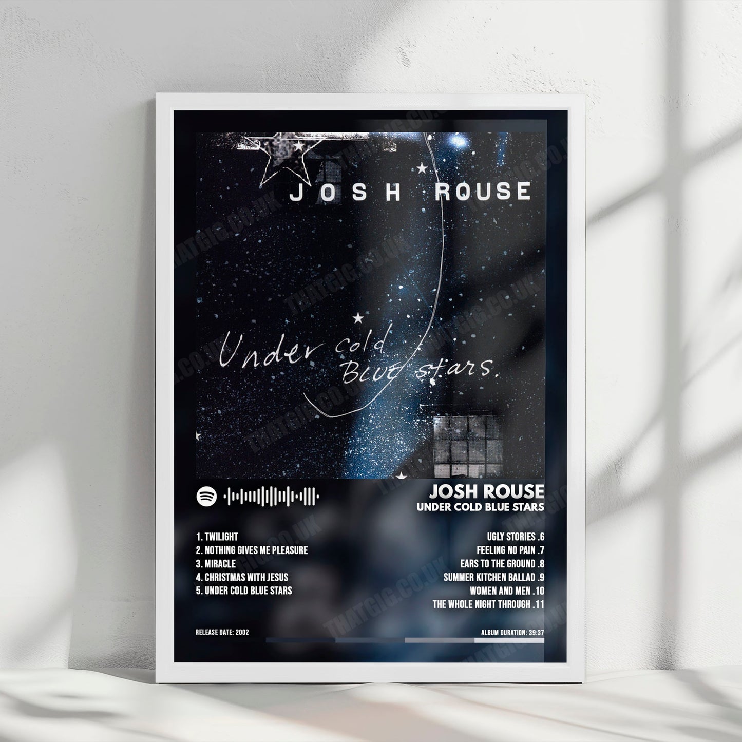 Josh Rouse "Under Cold Blue Stars" Album Cover Poster - with Complete Tracklist