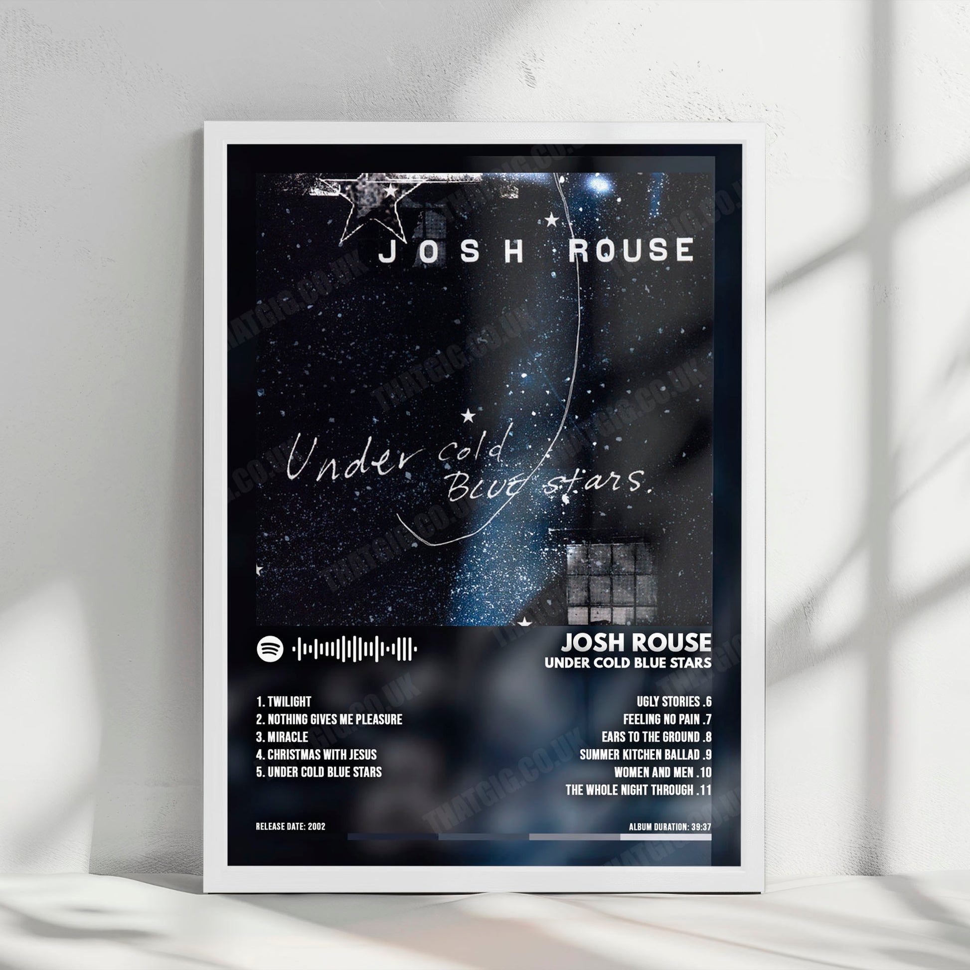 Josh Rouse "Under Cold Blue Stars" Album Cover Poster - with Complete Tracklist