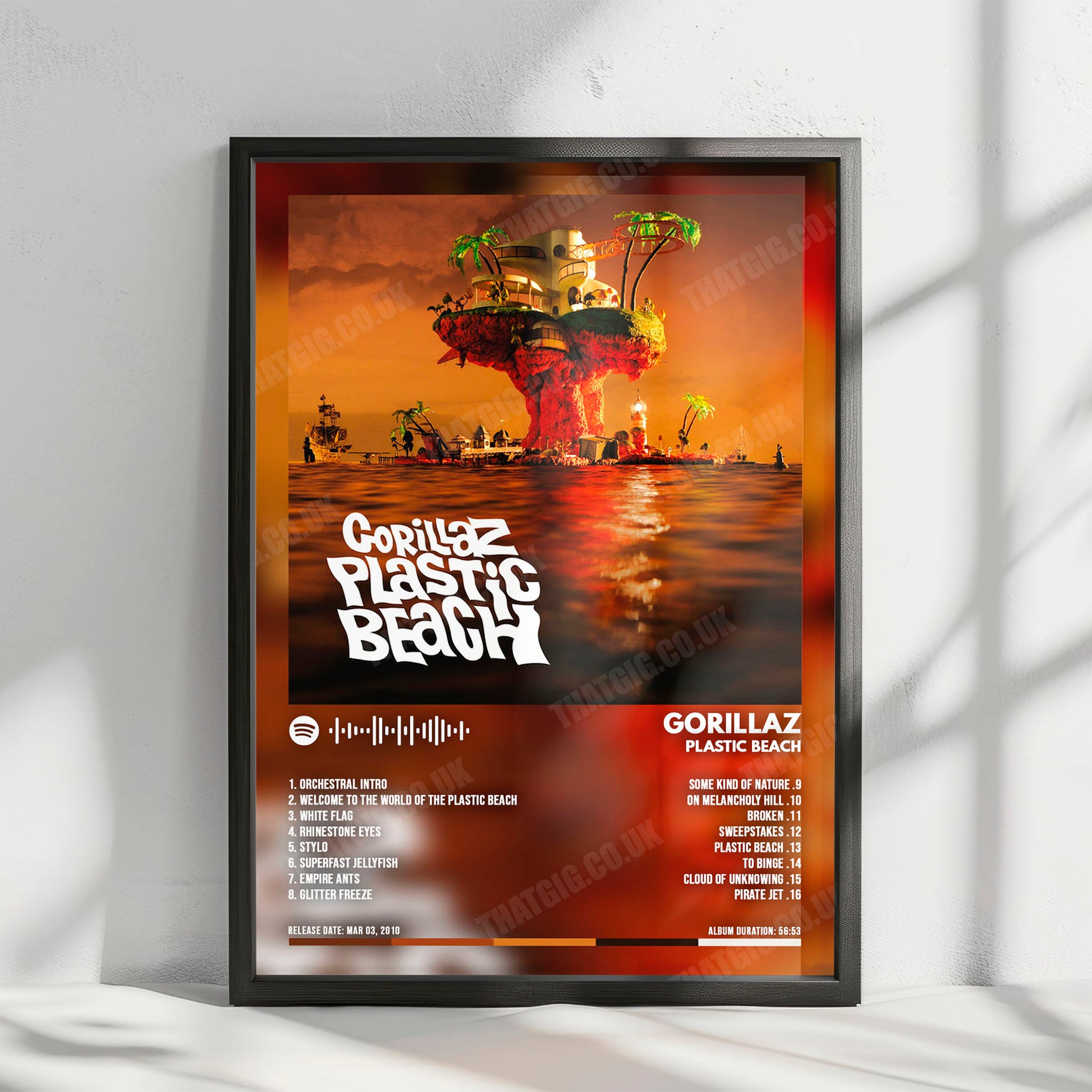 Gorillaz "Plastic Beach" Album Cover Poster - with Complete Tracklist