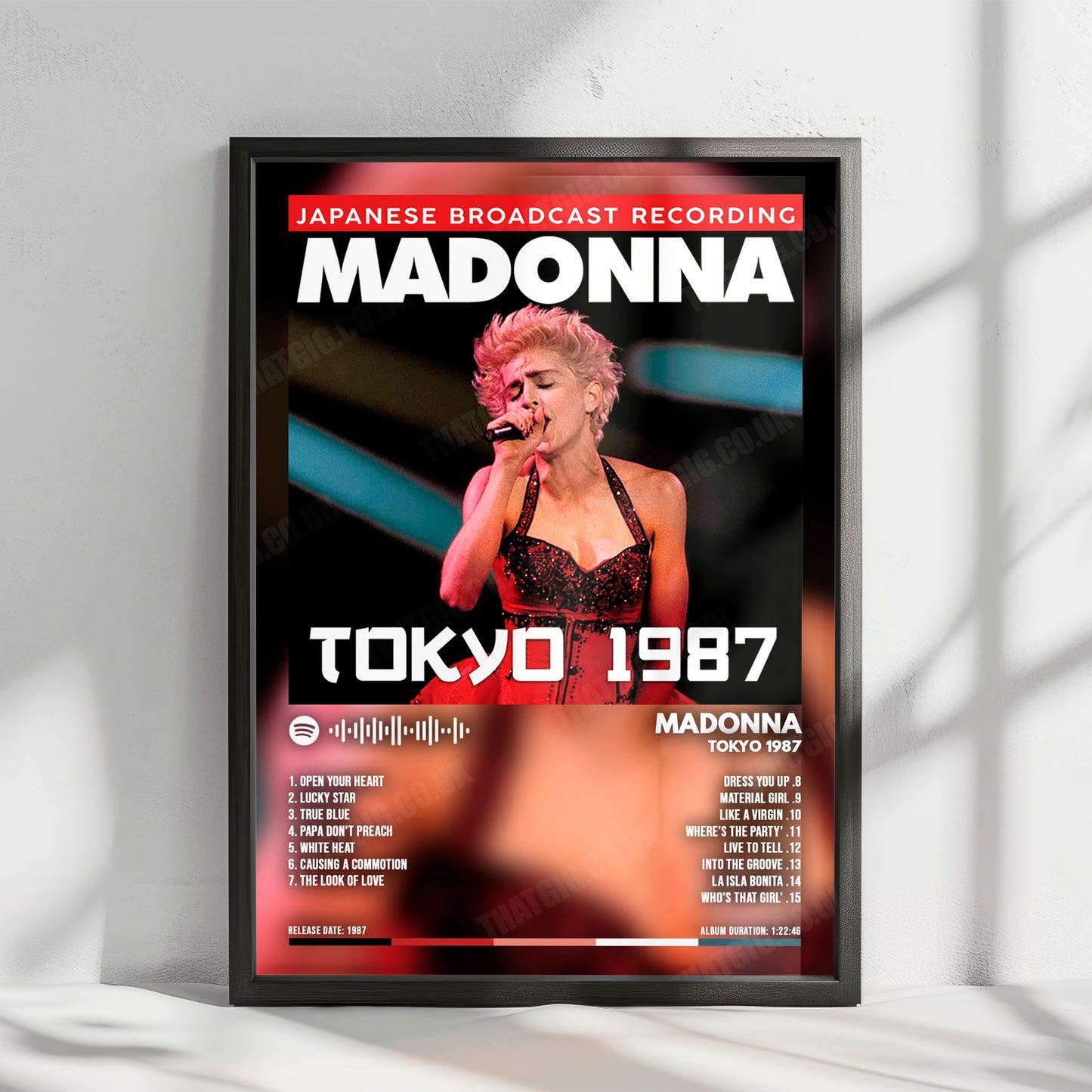 Madonna "Tokyo 1987" Album Cover Poster - with Complete Tracklist