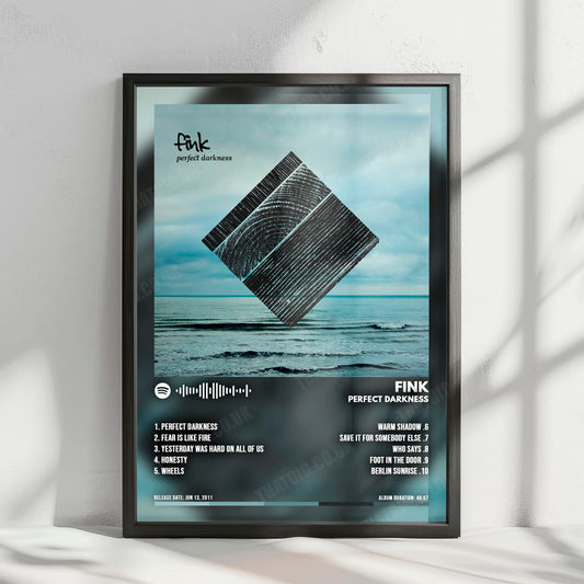 Fink "Perfect Darkness" Album Cover Poster - with Complete Tracklist