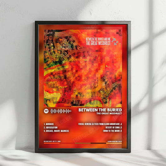 Between the Buried and Me "The Great Misdirect" Album Cover Poster - with Complete Tracklist