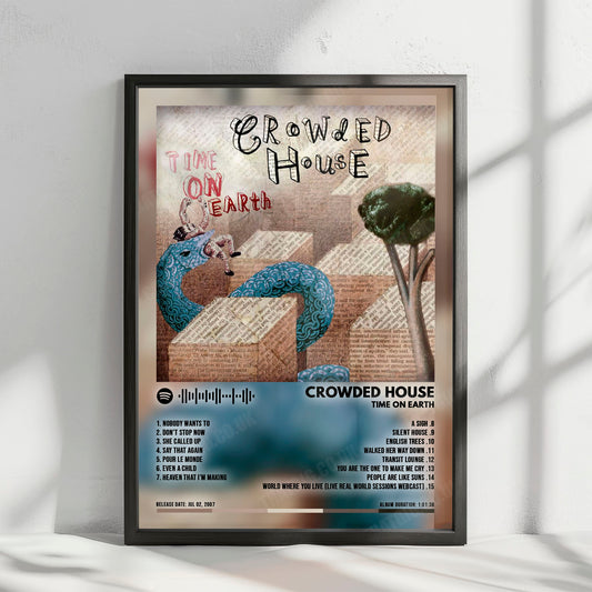 Crowded House "Time On Earth" Album Cover Poster - with Complete Tracklist