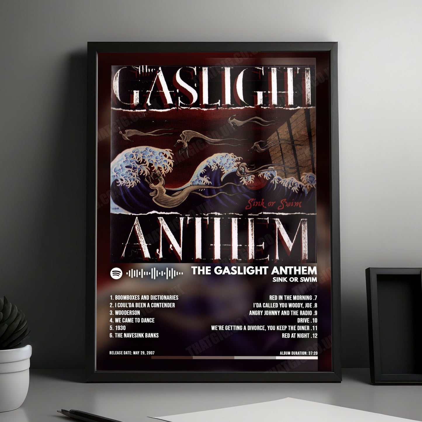 The Gaslight Anthem "Sink or Swim" Album Cover Poster - with Complete Tracklist