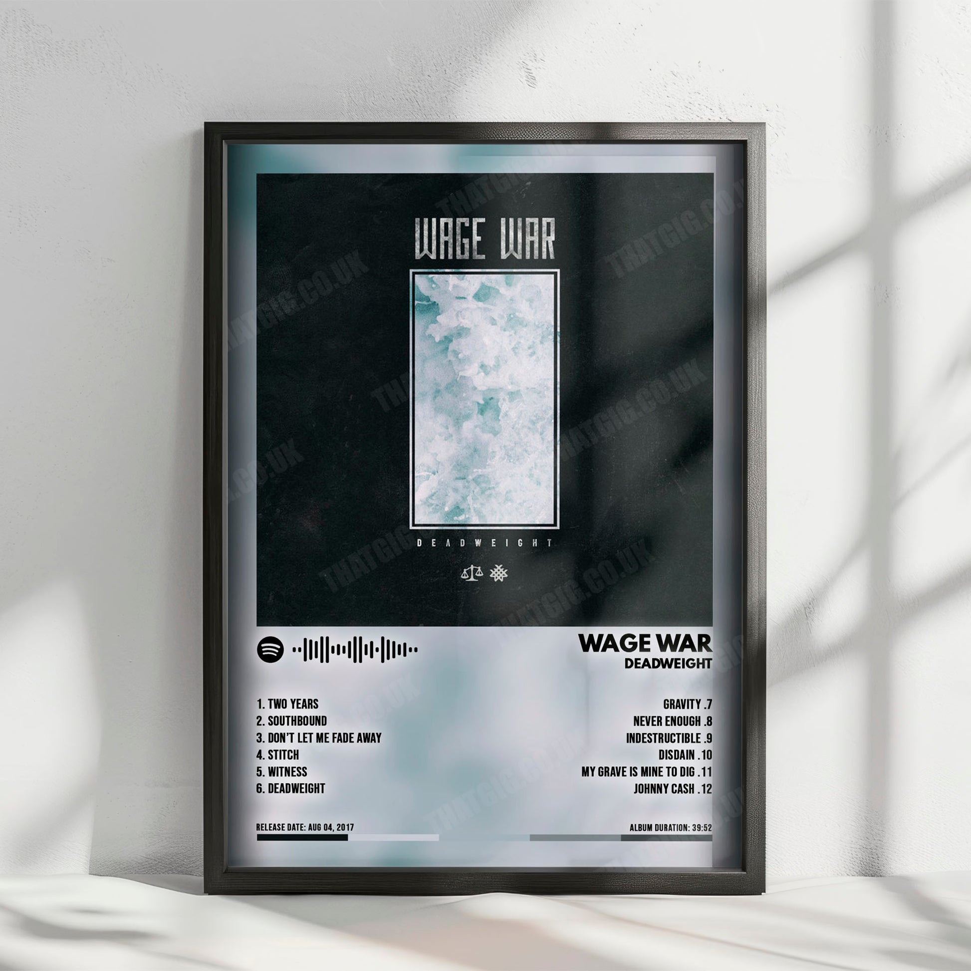 Wage War "Deadweight" Album Cover Poster - with Complete Tracklist