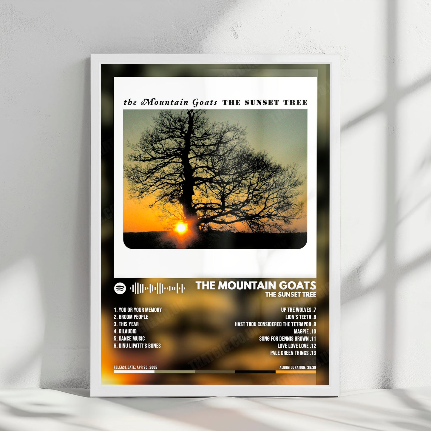 Mountain Goats "The Sunset Tree" Album Cover Poster - with Complete Tracklist