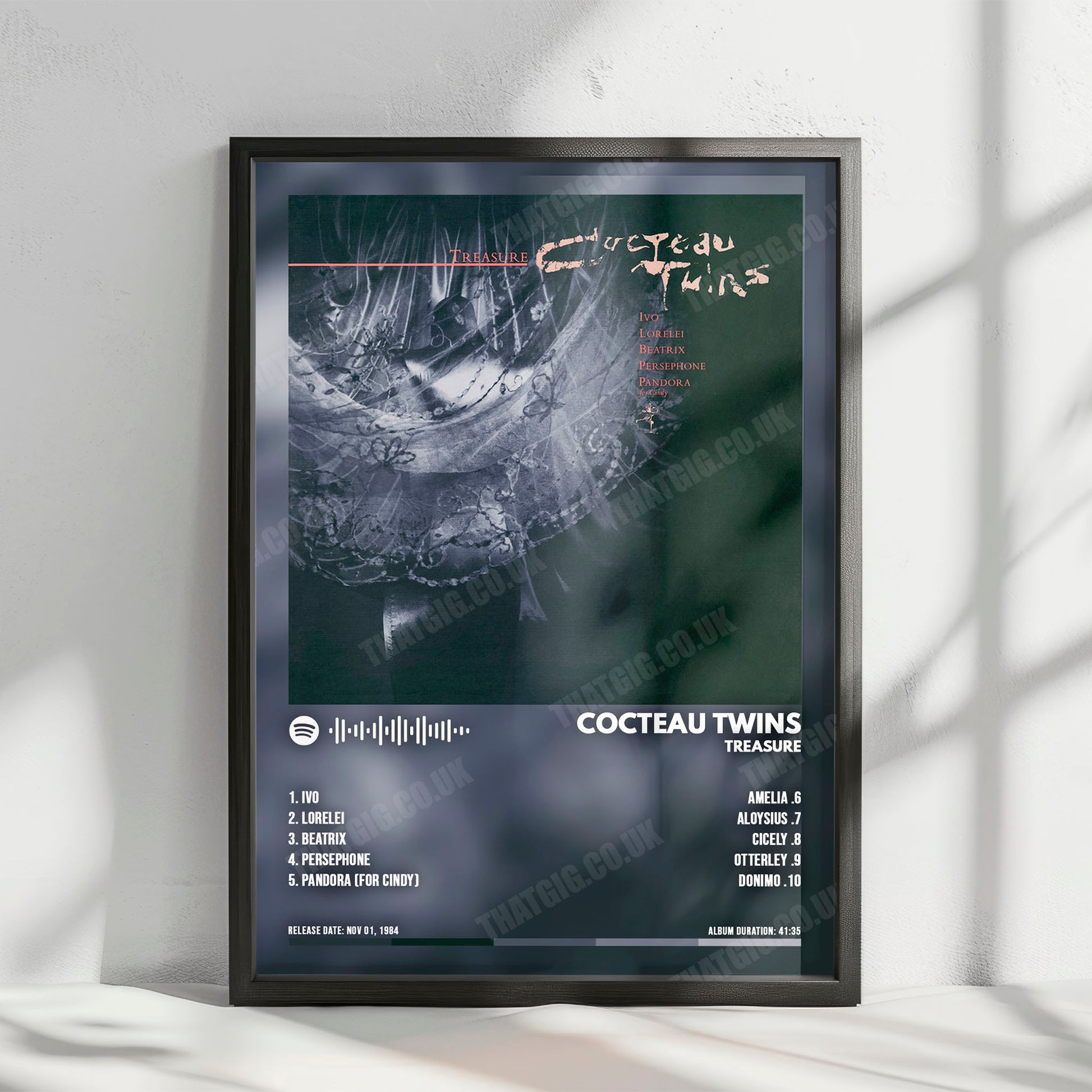 Cocteau Twins "Treasure" Album Cover Poster - with Complete Tracklist