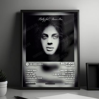 Billy Joel "Piano Man" Album Cover Poster - with Complete Tracklist
