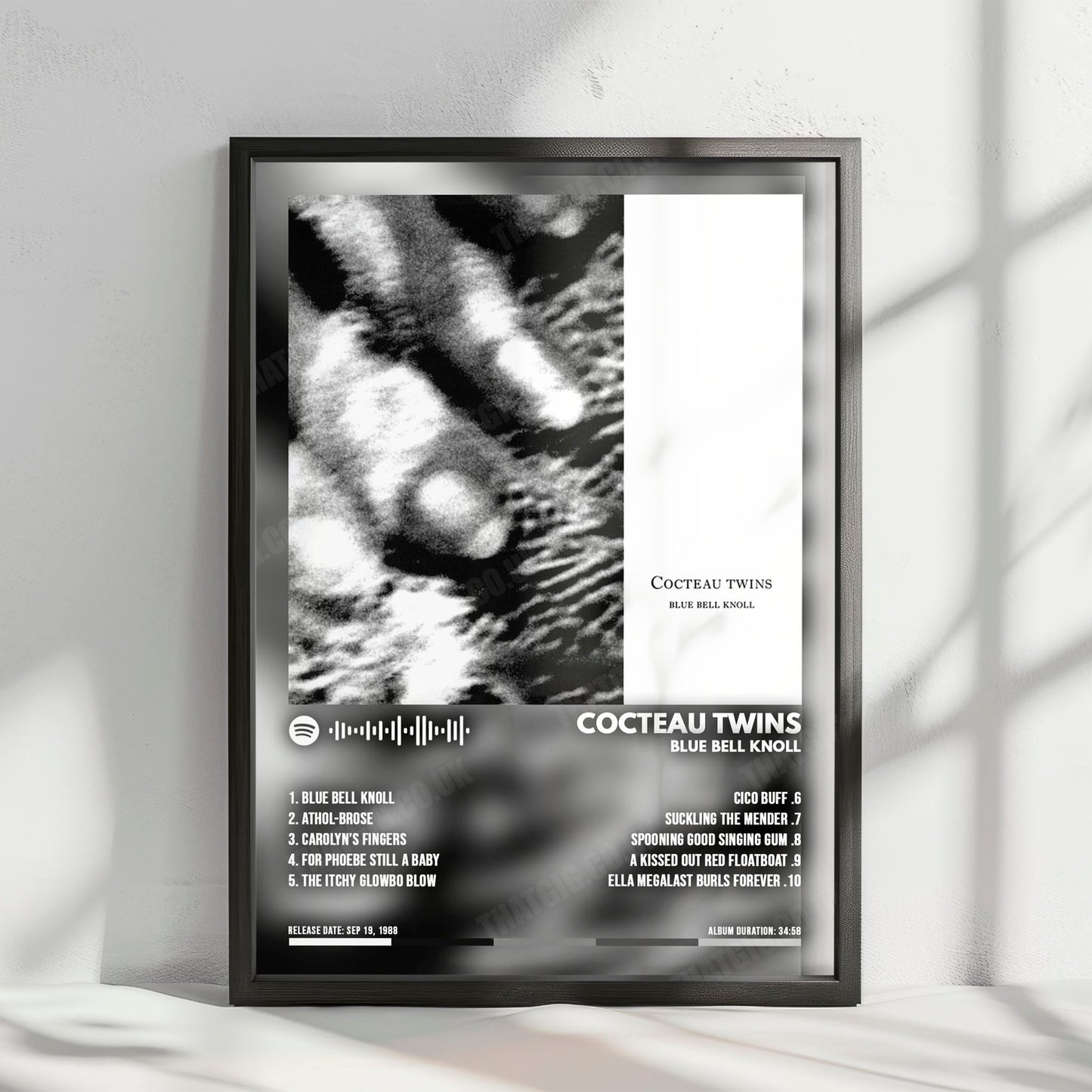 Cocteau Twins "Blue Bell Knoll" Album Cover Poster - with Complete Tracklist