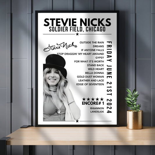 Stevie Nicks Setlist Poster - Soldier's Field, Chicago - June 21st, 2024